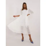 Fashion Hunters White flared cocktail dress with 3/4 sleeves
