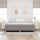  Postelja z vzmetnico Taupe in bela 200 x 200 cm blago | Shoptok.si