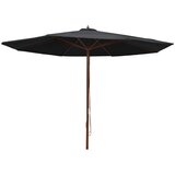 vidaXL Zunanji senčnik z lesenim drogom 350 cm črn, (20609997) | Shoptok.si