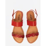 Shelvt Red flat sandals with glitter | Shoptok.si