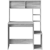 vidaXL Pisalna miza s policami siva sonoma 100x45x140 cm inž. les | Shoptok.si