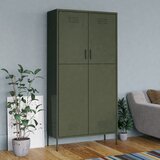 The Living Store Garderobna omara olivno zelena 90x50x180 cm jeklo - Garderobna Omara, (21434266) Cene