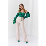 Fasardi Elegant women's beige flared pants with a crease | shoptok.hr