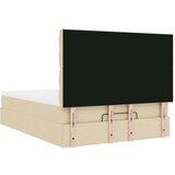 vidaXL Otomanski posteljni okvir z vzmetnico krem 140x200 cm blago | Shoptok.si