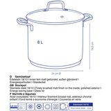 Kela lonac s poklopcem Flavoria, 8 l, nehrđajući čelik 18/10, srebrna | shoptok.hr