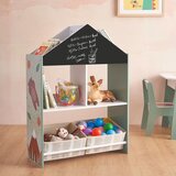 Ginger Home Dječji ormar etajerka za igračke i knjige s medvjedićem, crna ploča za pisanje, kućica FOREST | shoptok.hr