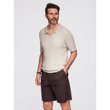Ombre Men's buttonless polo shirt with open collar - light grey | shoptok.hr