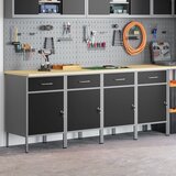 vidaXL Set od 4 Crna, Siva Čelik, konstruirano drvo Veliki | shoptok.hr