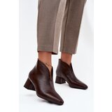 Boto Eco Leather Women's Ankle Boots On Heel Chocolate Rylina | shoptok.hr