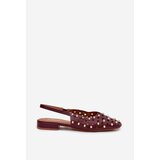 Boto Embellished Ballet Flats On Flat Heel Burgundy Nilarisela | Shoptok.si