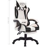 vidaXL Racing stol z RGB LED lučkami črno in belo umetno usnje | Shoptok.si