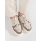 GOODIN Beige leather sneakers on a platform Cene