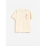 Reserved Pamučna majica s printom - boja kože | shoptok.hr