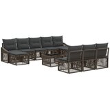vidaXL Vrtna sedežna garnitura 11 pcs Siva poli ratan - - Siva - 84.452 - 55 x 55 x 37 cm - 2025--Uvoz_3 | Shoptok.si