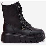 VINCEZA Suede Boots Workery on Massive Platform Wedge Heel Black Lavica | shoptok.hr