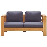  Klupa s jastucima 140 cm od masivnog bagremovog drva siva | shoptok.hr