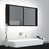 vidaXL LED kopalniška omarica z ogledalom črna 90x12x45 cm Cene