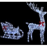  Reindeer vuče saonice Hladna bijela 70 x 26 x 130 cm Akril | shoptok.hr
