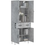 vidaXL Visoka komoda siva betona 69 5x34x180 cm od konstruiranog drva | shoptok.hr