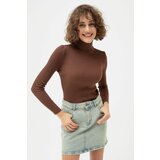 Lafaba Women's Brown Turtleneck Knitwear Sweater Cene