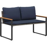  Klupa s jastukom Siva i tamnoplava 115 x 65 x 72 cm Ratan | shoptok.hr