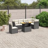 Maison Chic Seti vrtnega pohištva - Vrtna garnitura - Vrtni pohištvo set 7-delna z blazinami črn poli ratan, (21802231) | Shoptok.si