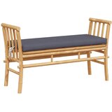  Vrtna klupa s jastukom Smeđa 110 x 38 x 65cm bambus | Eponuda.com