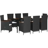  9-dijelni vrtni blagovaonski set s jastucima crni | shoptok.hr