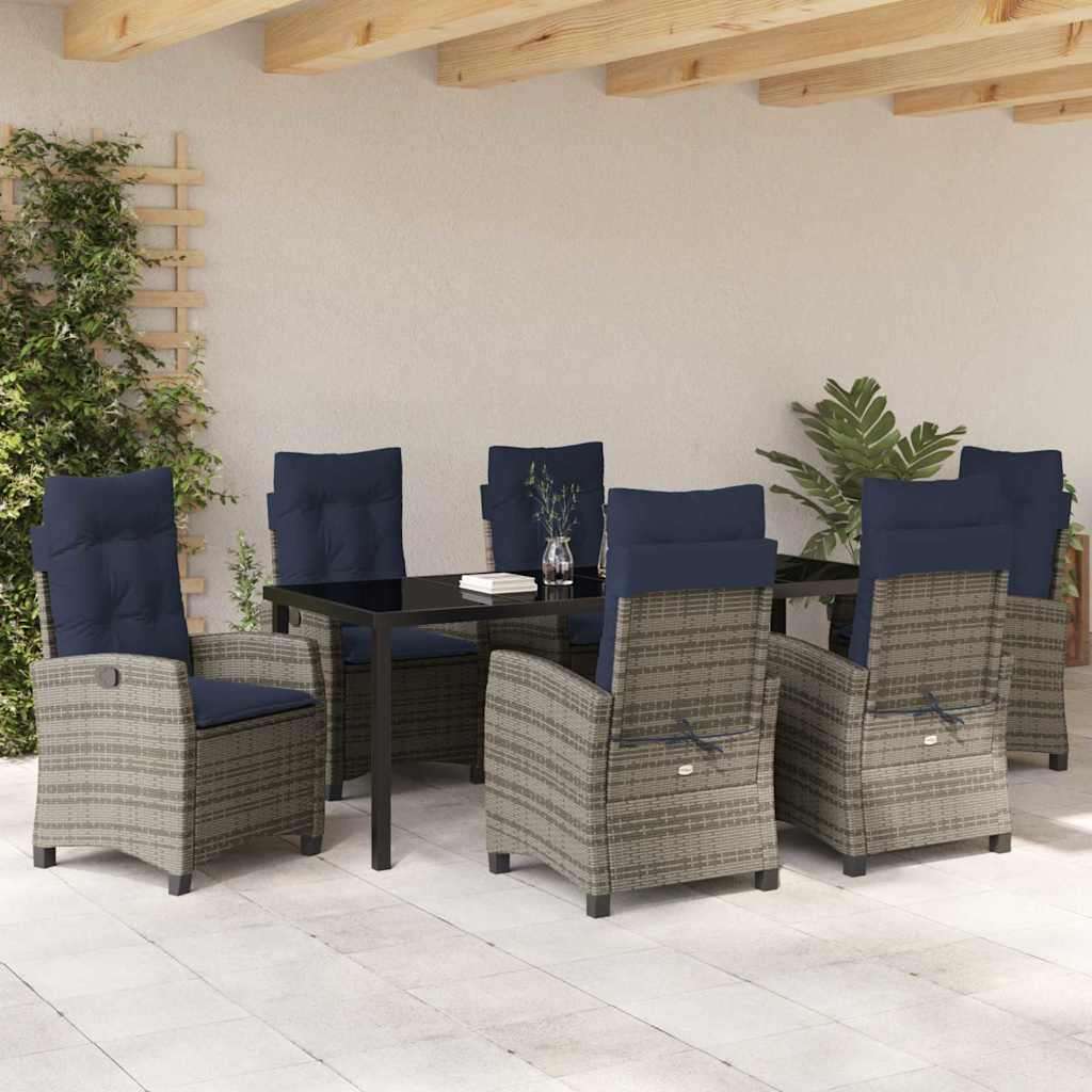  Vrtni set za objed s jastukom 7 pcs Siva poliratan | shoptok.hr