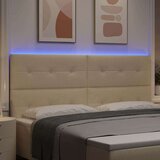  LED glava kreveta S LED lampica Krema 200 cm Poliester | shoptok.hr