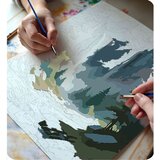 Massido platno s temeljnom bojom i uzorkom na okviriću 40x50 cm Alpski planinski krajolik | shoptok.hr