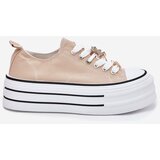 Boto Ladies Sneakers On A Platform With Golden Decorations Beige Fiorina | shoptok.hr