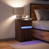 vidaXL Nočna omarica z LED lučkami rjavi hrast inženirski les | Shoptok.si