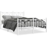 Maison Chic Kovinski Posteljni okvir - Dvoposteljna postelja - Zakonska postelja z vzglavjem in vznožjem bel 140x200 cm, (21696890) | Shoptok.si