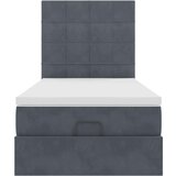 vidaXL Otomanski posteljni okvir z vzmetnicami siv 90x200cm žamet | Shoptok.si