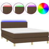  Krevet box spring s madracem LED tamnosmeđi 140x200 cm tkanina | shoptok.hr