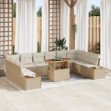 vidaXL set vrtnih sofa od 11 komada s jastučićima bež poli ratan | shoptok.hr