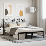 vidaXL Kovinski posteljni okvir z vzglavjem črn 150x200 cm Cene