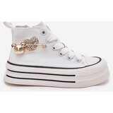 Boto Children's High Sneakers With Golden Decoration White Elvena | Shoptok.si