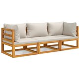 Maison Chic Seti vrtnega pohištva - Vrtna garnitura - Vrtni pohištvo set 3-delna svetlo sive blazine trden les, (21811574) | Shoptok.si