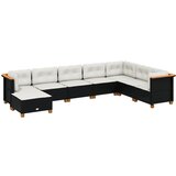 Maison Chic Seti vrtnega pohištva - Vrtna garnitura - Vrtni pohištvo set 8-delna z blazinami črn poli ratan, (21798826) | Shoptok.si