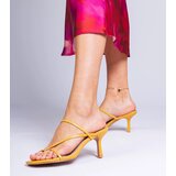 Gemre Yellow elegant heeled flip-flops Kapilon | Shoptok.si