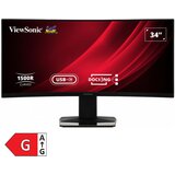Viewsonic VG3419C LED zaslon Energetska učinkovitost 2021 G (A - G) 86.4 cm (34 palac) 3440 x 1440 piksel 16:9 3.5 ms HDMI™, DisplayPort, audio, stereo (3.5 mm jack), RJ45, USB-C® VA LED Cijene