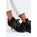 Boto Lace-up Women's Snow Boots Platform Insulated with Fur Black Tavelle | Shoptok.si