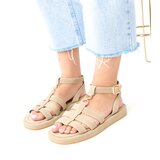  Dark beige gladiator sandals fastened at the ankle Nargiz Cene