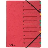 Organizator mapa EASY, DIN A4, karton, 12 predelkov, rdeča, (21651339)