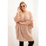 Kesi Włoski Women's Plus Size Sweater with mohair poncho powder pink Cene