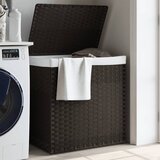 vidaXL Košara za rublje s 2 odjeljka tamnosmeđa 53x35x57 cm poliratan | shoptok.hr