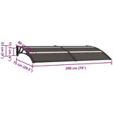  Nadstrešnica za vrata crna 200 x 80 cm PC | shoptok.hr