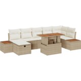  Vrtna garnitura - 8-dijelni set vrtnih sofa s jastučićima Bež Poli Ratan Akacija | shoptok.hr